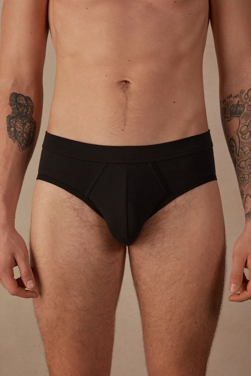 019 - Black Intimissimi Natural Fresh Supima® Cotton Briefs | YXQTK1972