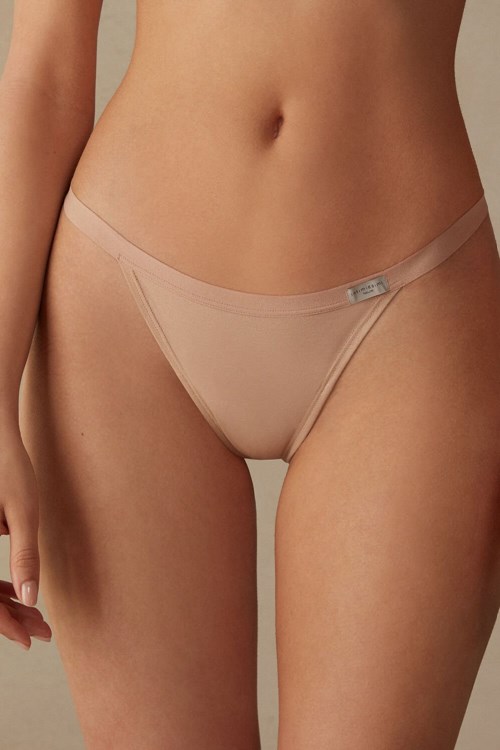 044 - Soft Beige Intimissimi String Thong in Cotton | QJVIM5807