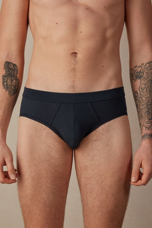 800 - Midnight Blue Intimissimi Natural Fresh Supima® Cotton Briefs | ORIKL8360