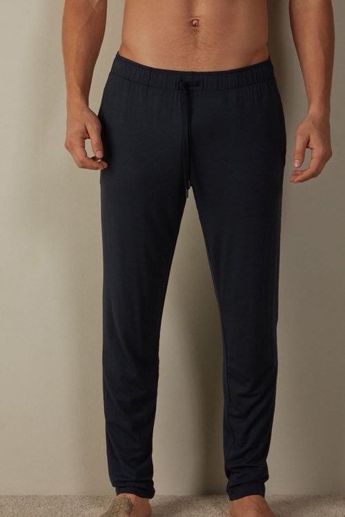 800 - Midnight Blue Intimissimi Silk and Modal Trousers | GLXSE2768