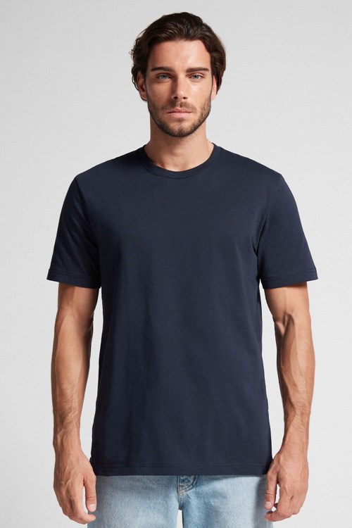 800 - Midnight Blue Intimissimi T-shirt in Cotton Jersey | GMOXY1608