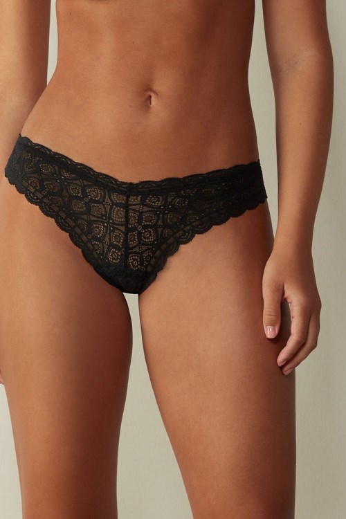 Black - 019 - Black Intimissimi 80s-style Lace Brazilian | EYHWF9146