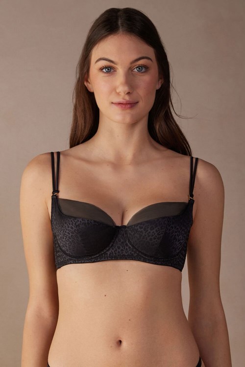 Black - 019 - Black Intimissimi Cool Minimal Demi Bra | URIQT6798