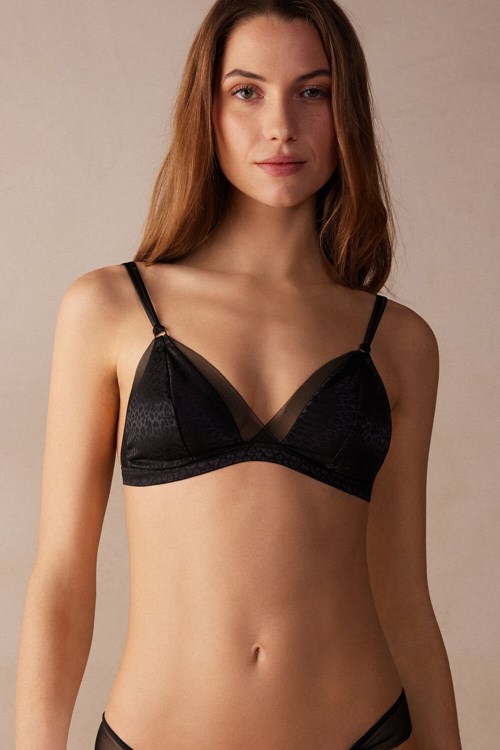 Black - 019 - Black Intimissimi Cool Minimal Emma Triangle Bra | VRGTM1058