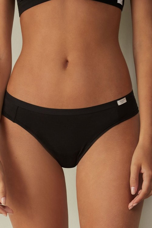 Black - 019 - Black Intimissimi Cotton Brazilian | VQGSF9742