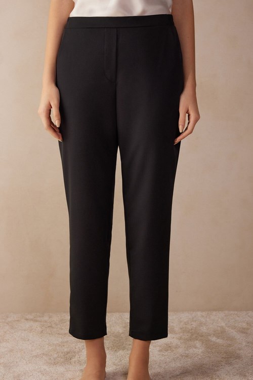 Black - 019 - Black Intimissimi Full Length Pants with Pockets | LPGVY3586