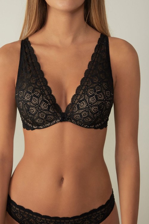 Black - 019 - Black Intimissimi Giorgia Balconette Bra in Lace | SNFIK5721