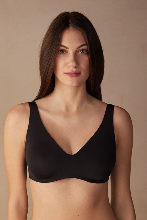 Black - 019 - Black Intimissimi Greta Balconette Bra in Ultralight Microfiber | CWEJA0371