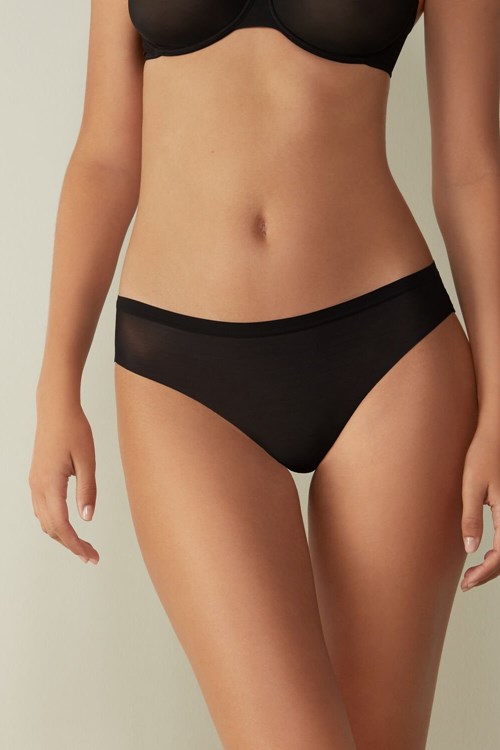 Black - 019 - Black Intimissimi Invisible Touch Brazilian Panties | BVUKG2369