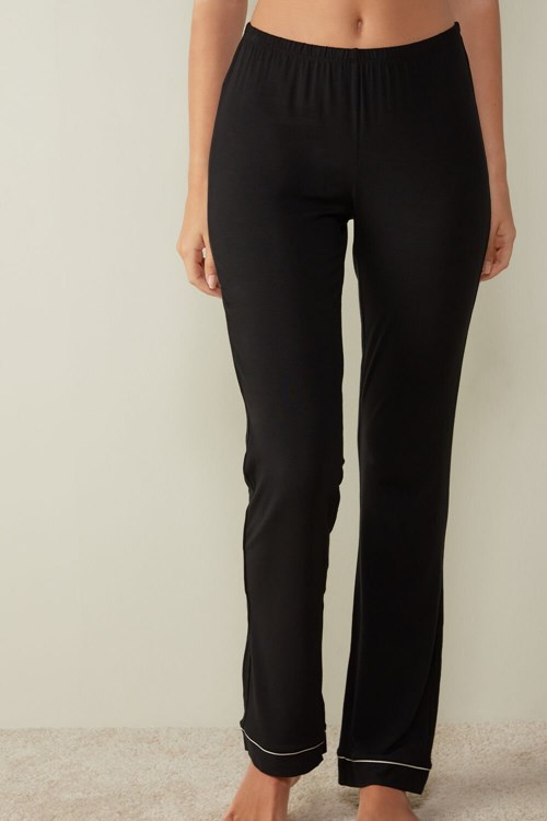 Black - 019 - Black Intimissimi Long Micromodal Trousers | YMLAQ8943