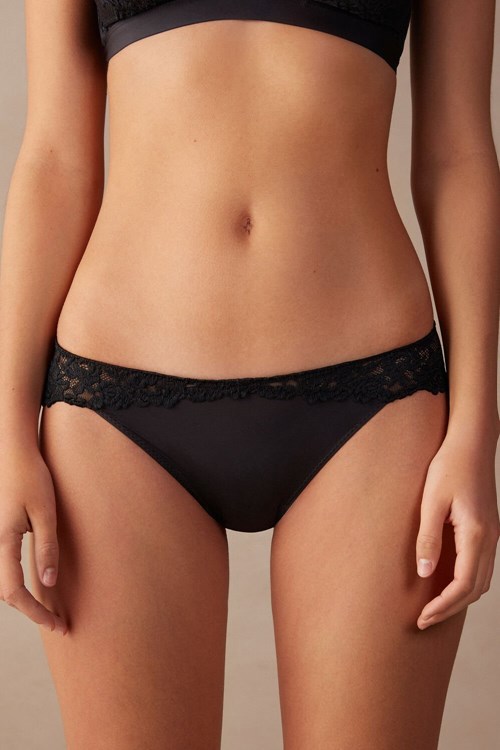 Black - 019 - Black Intimissimi Pretty Flowers Panties | NFYCT5637