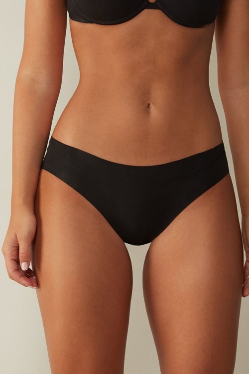 Black - 019 - Black Intimissimi Seamless Supima® Cotton Panties | OAVFE3506