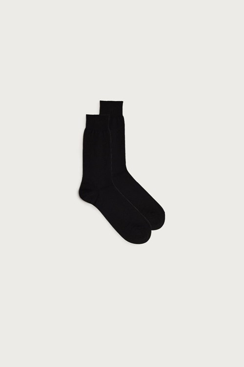 Black - 019 - Black Intimissimi Short Chashmere-Silk-Cotton Socks | ZDTRP4276