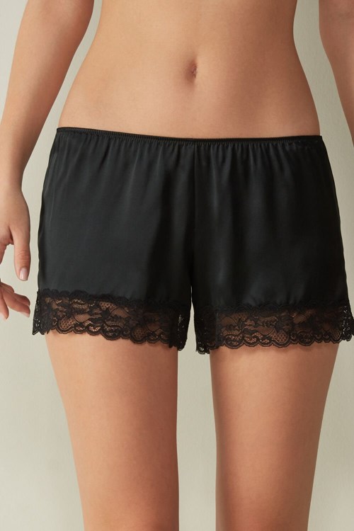 Black - 019 - Black Intimissimi Silk Shorts | HWYEJ4267