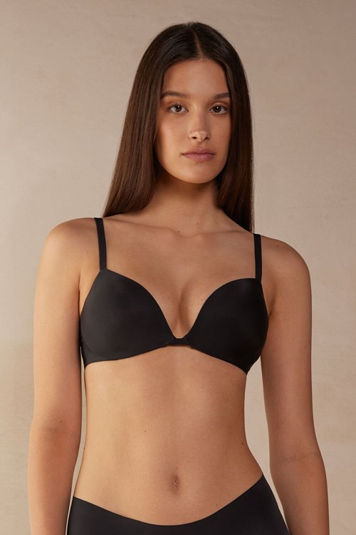 Black - 019 - Black Intimissimi Silvia Push-up Bra in Ultralight Microfiber | PGSXF5296