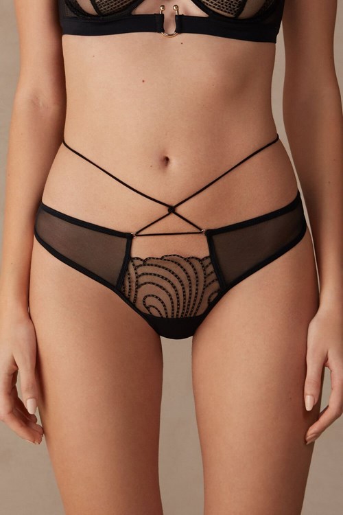 Black - 019 - Black Intimissimi Steal the Show Thong | XYOWZ8390