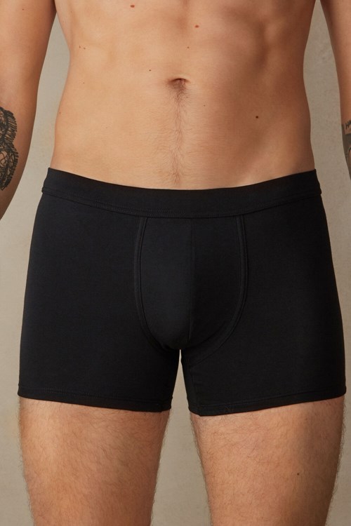 Black - 019 - Black Intimissimi Supima® Cotton Loose Fit Boxers | IWPEF0491