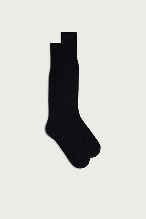 Black - 019 - Black Intimissimi Tall Sateen Egyptian Cotton Socks | ZDETL4320