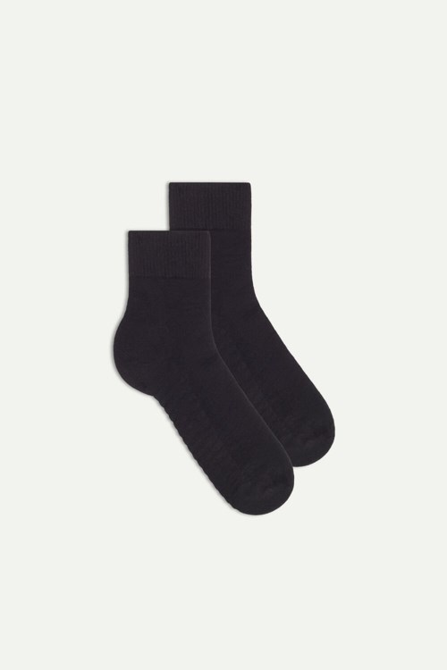 Black - 019 - Black Intimissimi Terrycloth Short Socks | CYSDB1637