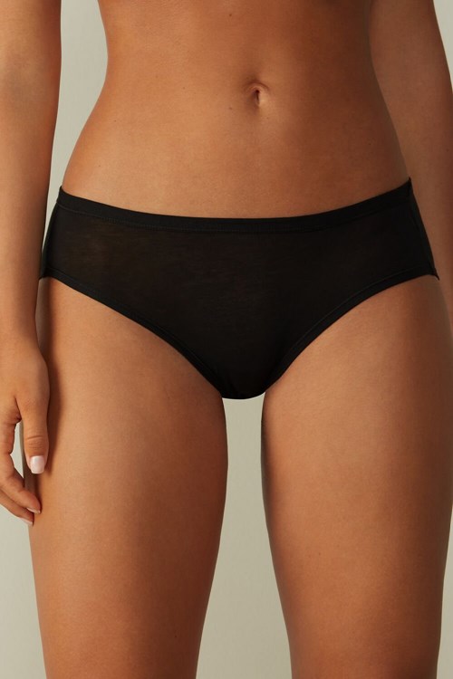 Black - 019 - Black Intimissimi Ultralight Supima® Cotton Briefs | YIGOH1264