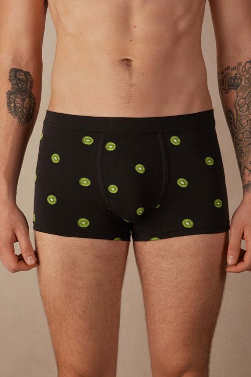 Black - 316j - Black Kiwi Print Intimissimi Kiwi Boxers in Natural Fresh Supima® Cotton | IERGJ7652