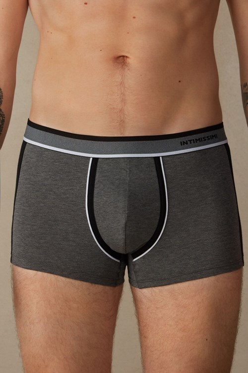 Black - 543i - Graphite Grey Blend / Black Intimissimi Two-tone Boxers in Stretch Supima® Cotton | PDZSR9763