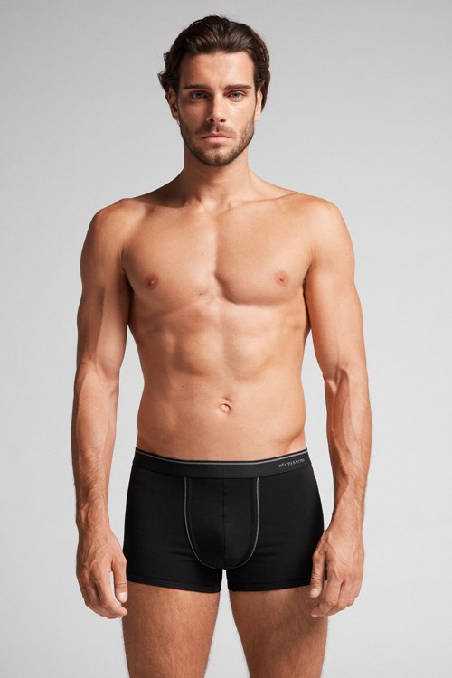 Black - 7007 - Black / Heathered Graphite Grey Intimissimi Supima® Cotton Boxers | ZFMKN9860