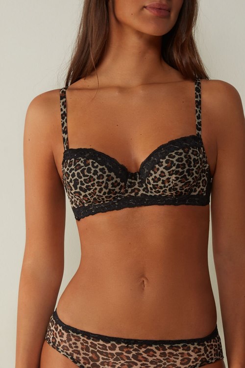 Black - 832i - Animal Print Intimissimi Animal Vibes Sofia Balconette Bra | JHQSI9538