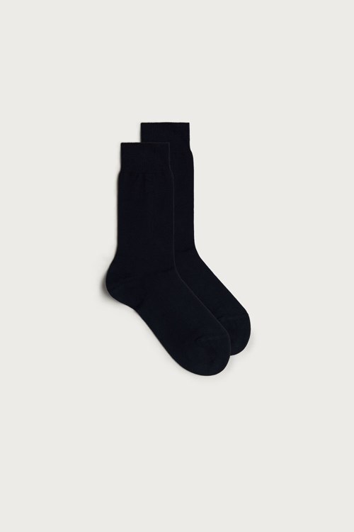 Blue - 016 - Blue Intimissimi Short Warm Cotton Socks | XSUYO3569