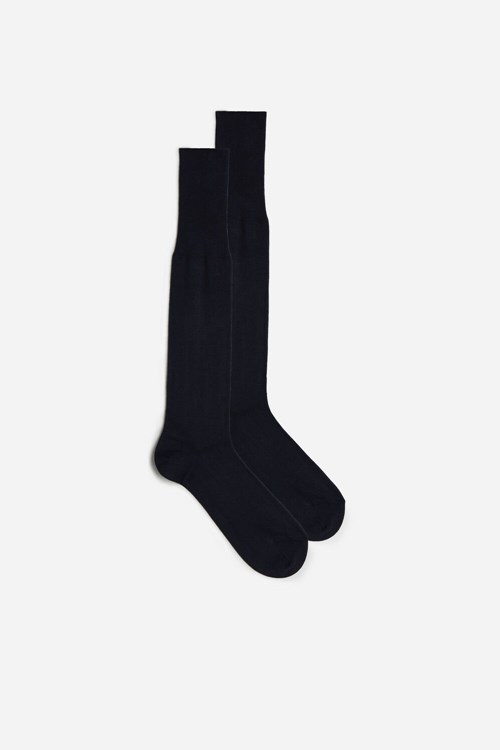 Blue - 016 - Blue Intimissimi Tall Cashmere-Silk-Cotton Blend Socks | KEZIM4850