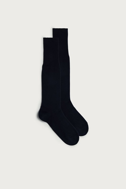 Blue - 016 - Blue Intimissimi Tall Warm Cotton Socks | ERILK0523