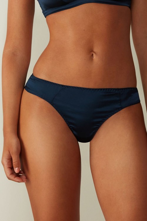 Blue - 1467 - Intense Blue Intimissimi Silk Cheeky Briefs | BHUJR2840