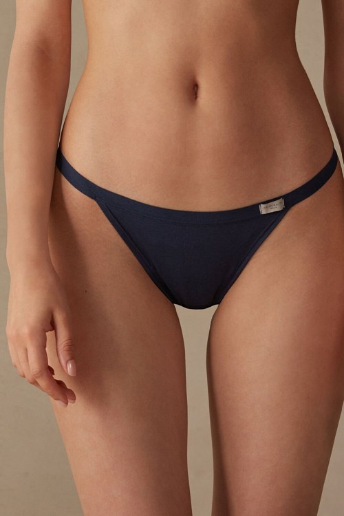 Blue - 1467 - Intense Blue Intimissimi String Thong in Cotton | VRKHL3629