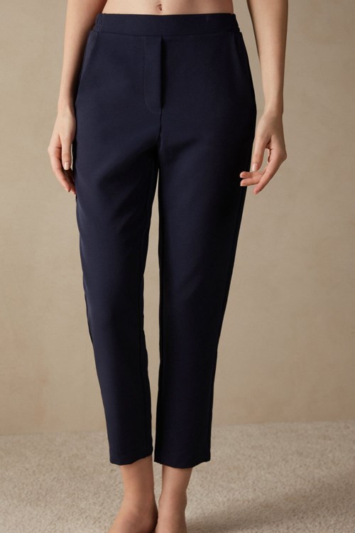 Blue - 1467 - Intense Blue Intimissimi Trousers with Pockets | LOQVW4751