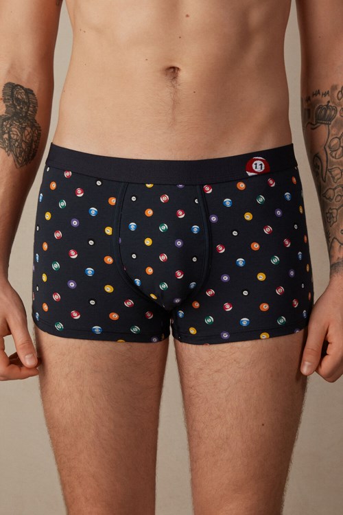 Blue - 179j - Midnight Blue Billiards Print Intimissimi Billiard Boxers in Stretch Supima® Cotton | XWGMV1035