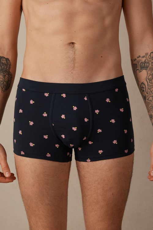 Blue - 182j - Midnight Blue Piggy Bank Print Intimissimi Piggy Bank Boxers in Stretch Supima® Cotton | MFVKE8769