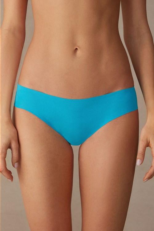 Blue - 210j - Digital Turquoise Intimissimi Seamless Supima® Cotton Panties | IKCXF5186