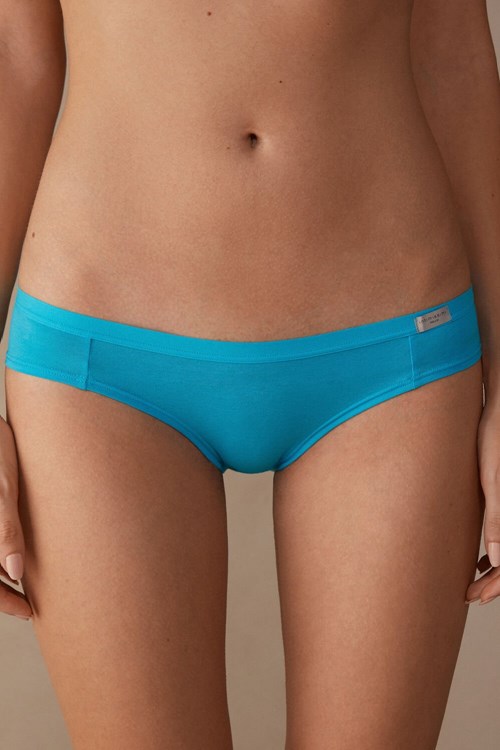 Blue - 210j - Digital Turquoise Intimissimi Cotton Panties | UVOPK8437