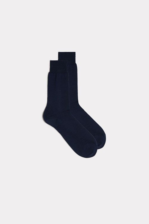 Blue - 2168 - Light Gray Blue Intimissimi Short Sateen Egyptian Cotton Socks | KCHPN8521