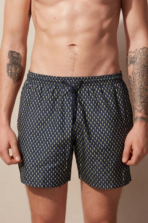 Blue - 269j - Intense Blue Ice Cream Print Intimissimi Micro Ice Cream Cone Print Swim Trunks | CTWFI3690