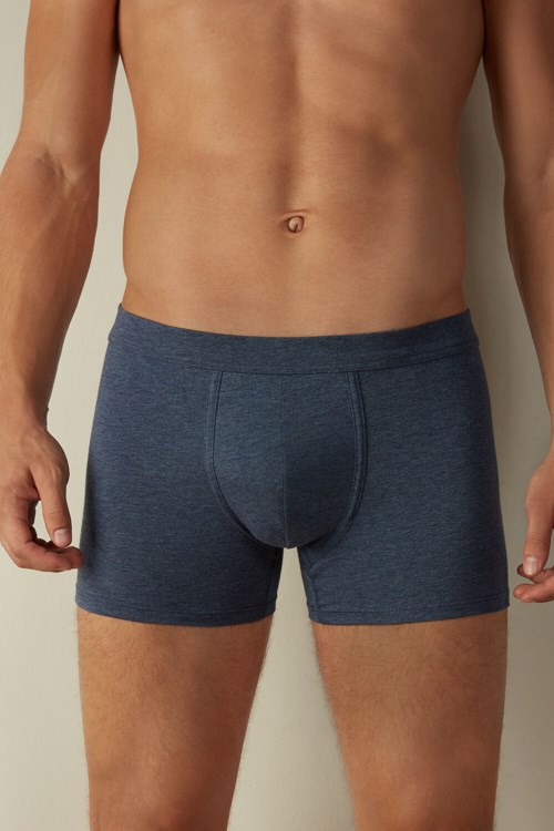 Blue - 5210 - Denim Blue Blend Intimissimi Supima® Cotton Loose Fit Boxers | DPUZH6719