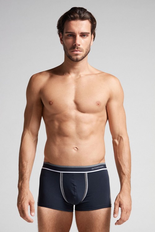 Blue - 541i - Midnight Blue / Graphite Grey Blend Intimissimi Two-tone Boxers in Stretch Supima® Cotton | JVYLR4179