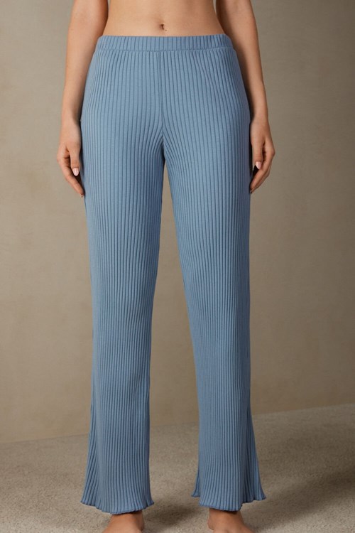 Blue - 5503 - Bianco Intimissimi Cozy Mountains Ribbed Pants | FAJEQ1804