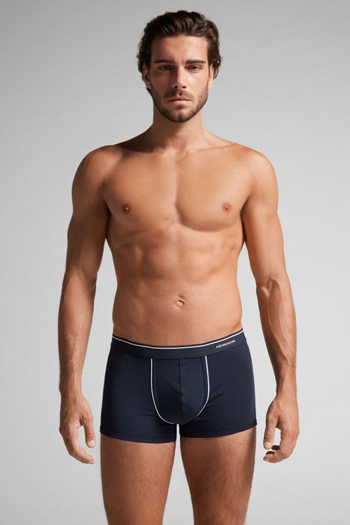 Blue - 6987 - Blue / White Intimissimi Supima® Cotton Boxers | WEVHO3628