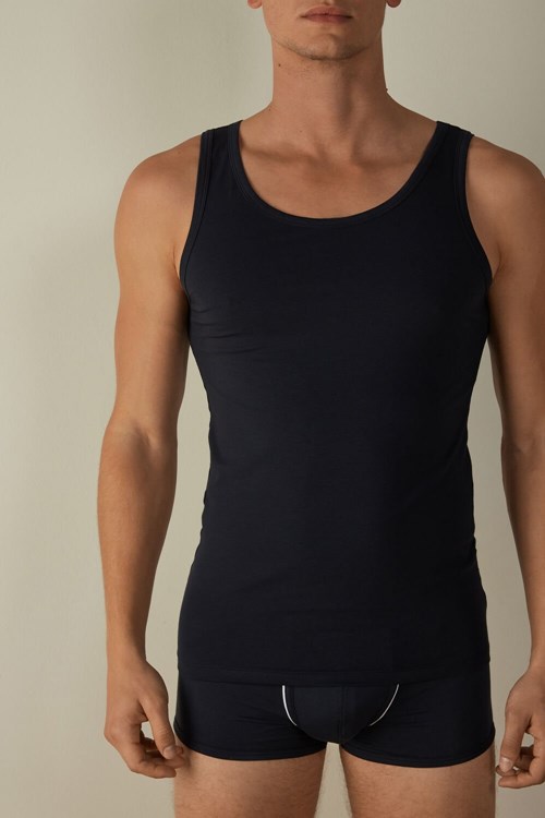 Blue - 800 - Midnight Blue Intimissimi Crew Neck Tank Top | GNMID2791