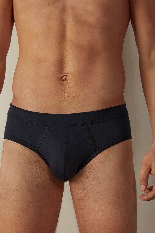 Blue - 800 - Midnight Blue Intimissimi Supima® Cotton Briefs | KVQZB8913