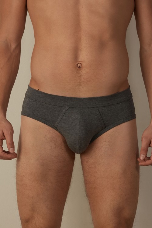 Dark Grey - 5227 - Heathered Graphite Grey Intimissimi Supima® Cotton Briefs | VNQGF7061