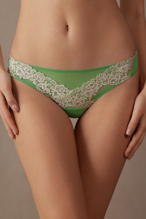 Green - 215j - Apple Mint / Ivory Intimissimi Pretty Flowers Brazilian | JCYQA8730