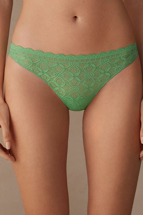 Green - 218j - Apple Mint Intimissimi Lace and Microfiber Brazilian | RQBSE2371