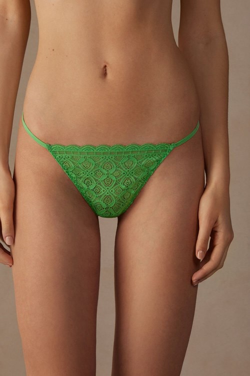 Green - 218j - Apple Mint Intimissimi Lace String Thong | XWRTK1528